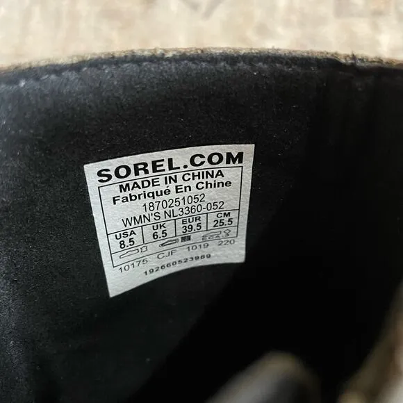 Sorel Joan of Arctic Wedge II Buckle Boots Women's 8.5 Gray Leather Bootie EUC