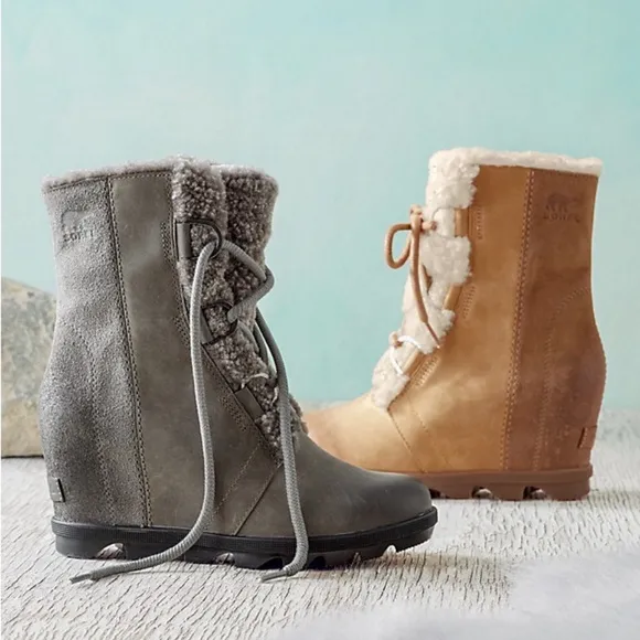 Sorel Joan of Arctic Wedge II Leather Shearling Boots 8