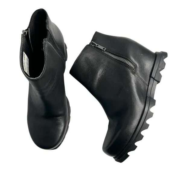 Sorel Joan of Arctic Wedge III Zip Leather Waterproof Boots Black Size 8.5