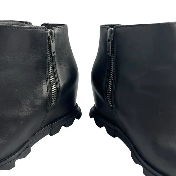 Sorel Joan of Arctic Wedge III Zip Leather Waterproof Boots Black Size 8.5