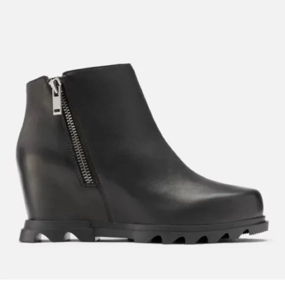Sorel Joan of Arctic Wedge III Zip Leather Waterproof Boots Black Size 8.5