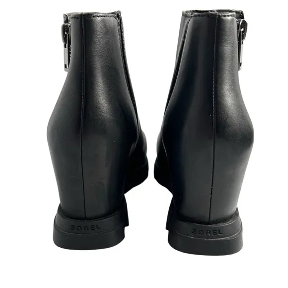 Sorel Joan of Arctic Wedge III Zip Leather Waterproof Boots Black Size 8.5
