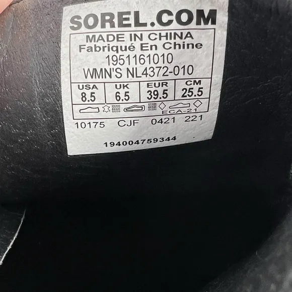 Sorel Joan of Arctic Wedge III Zip Leather Waterproof Boots Black Size 8.5