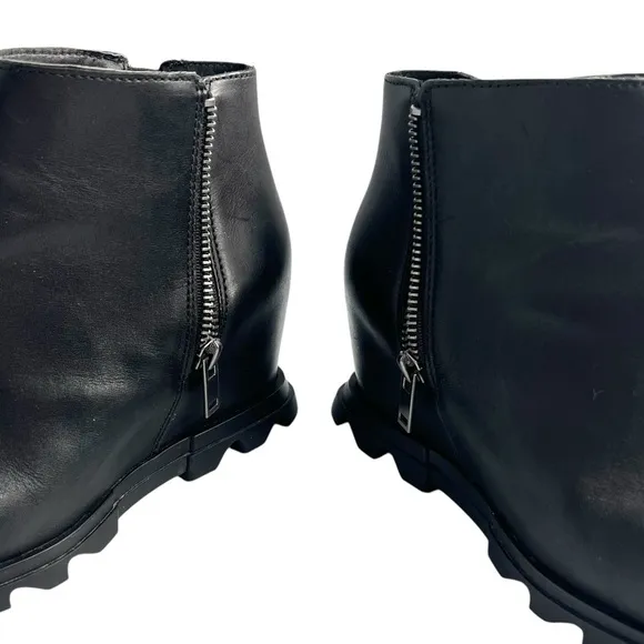 Sorel Joan of Arctic Wedge III Zip Leather Waterproof Boots Black Size 8.5