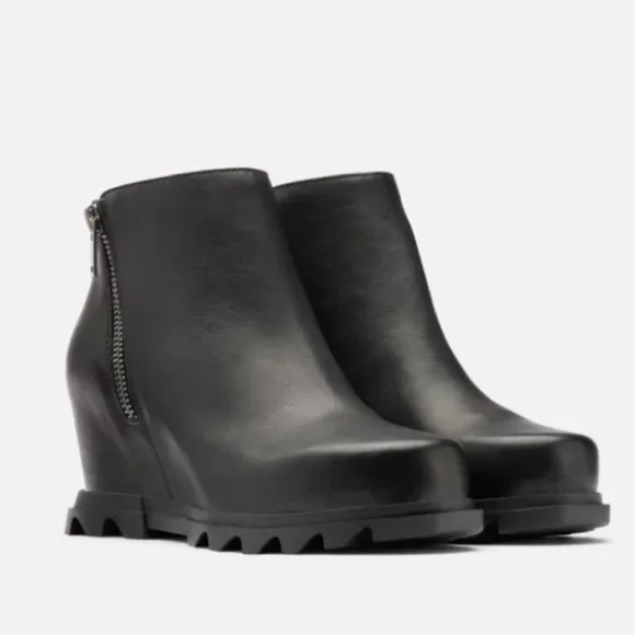 Sorel Joan of Arctic Wedge III Zip Leather Waterproof Boots Black Size 8.5