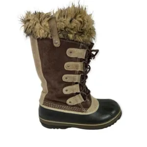 Sorel Joan of Arctic Winter Snow Boots Waterproof Faux Fur Trim Lace Up Tall 8