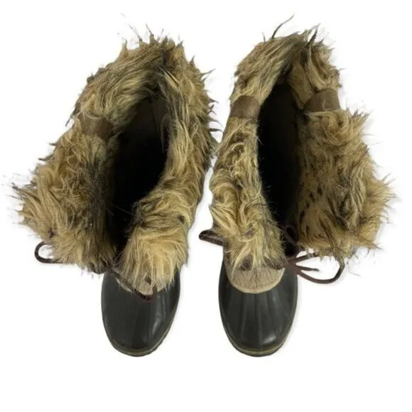 Sorel Joan of Arctic Winter Snow Boots Waterproof Faux Fur Trim Lace Up Tall 8