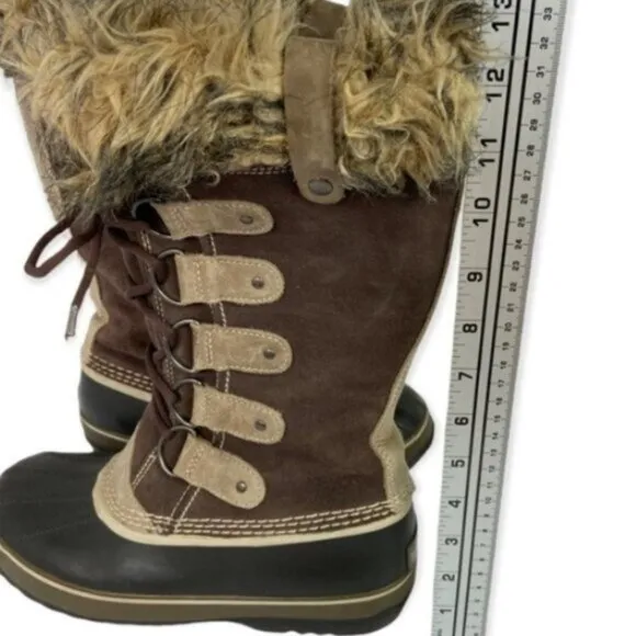Sorel Joan of Arctic Winter Snow Boots Waterproof Faux Fur Trim Lace Up Tall 8