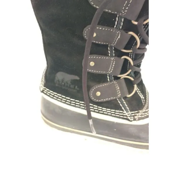 Sorel Joan Of Arctic Womens Size 9 Black Suede Waterproof Snow Boots NL1540-010