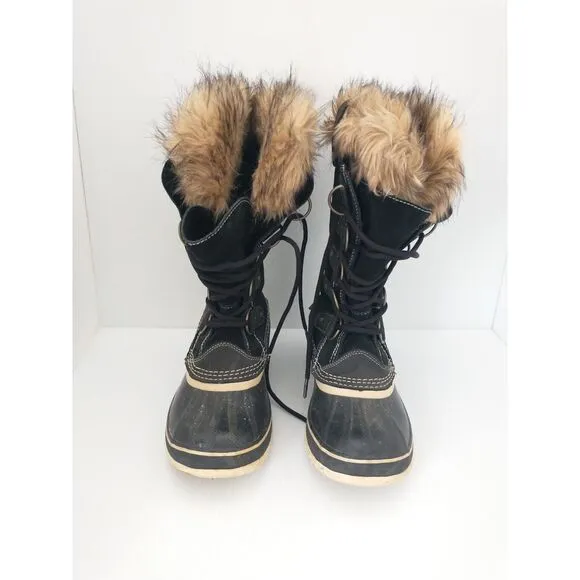 Sorel Joan Of Arctic Womens Size 9 Black Suede Waterproof Snow Boots NL1540-010