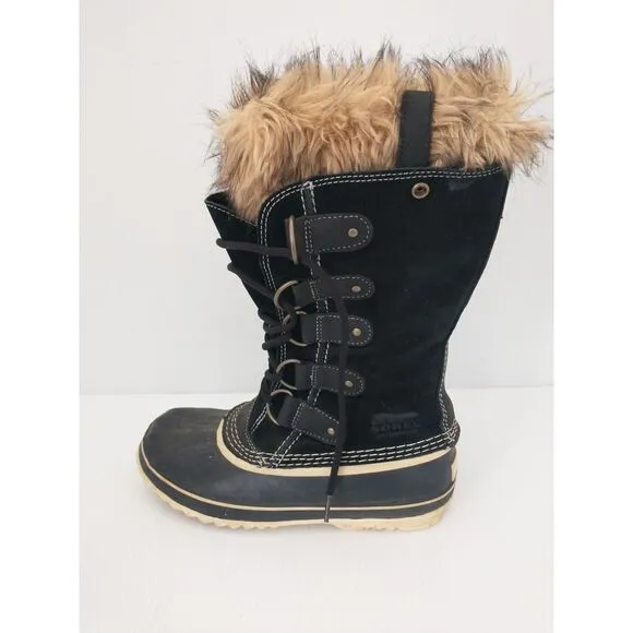 Sorel Joan Of Arctic Womens Size 9 Black Suede Waterproof Snow Boots NL1540-010