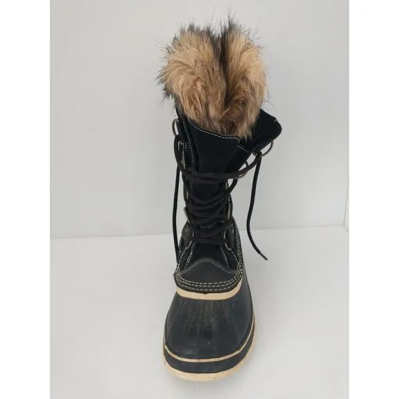Sorel Joan Of Arctic Womens Size 9 Black Suede Waterproof Snow Boots NL1540-010