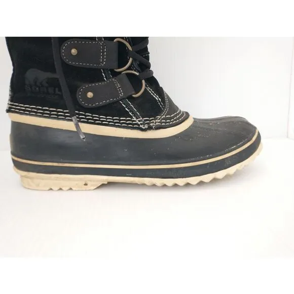 Sorel Joan Of Arctic Womens Size 9 Black Suede Waterproof Snow Boots NL1540-010