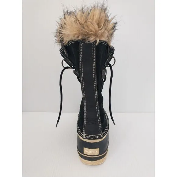 Sorel Joan Of Arctic Womens Size 9 Black Suede Waterproof Snow Boots NL1540-010