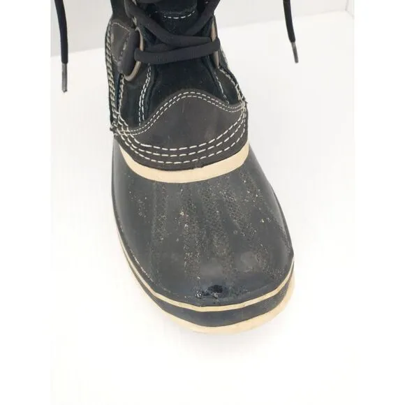 Sorel Joan Of Arctic Womens Size 9 Black Suede Waterproof Snow Boots NL1540-010