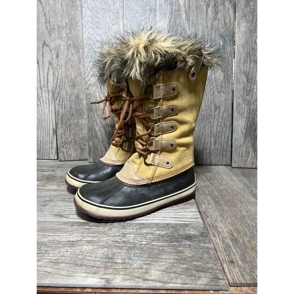 Sorel Joan of Artctic Boots Insulated WaterProof Suede Snow Duck Rubber Tall 11