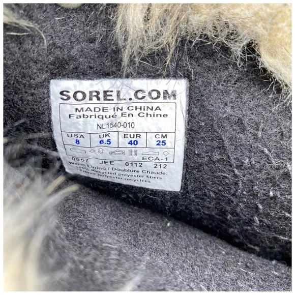 Sorel Joan of Artic Fur Black Boots Size 8