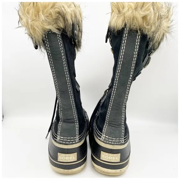 Sorel Joan of Artic Fur Black Boots Size 8