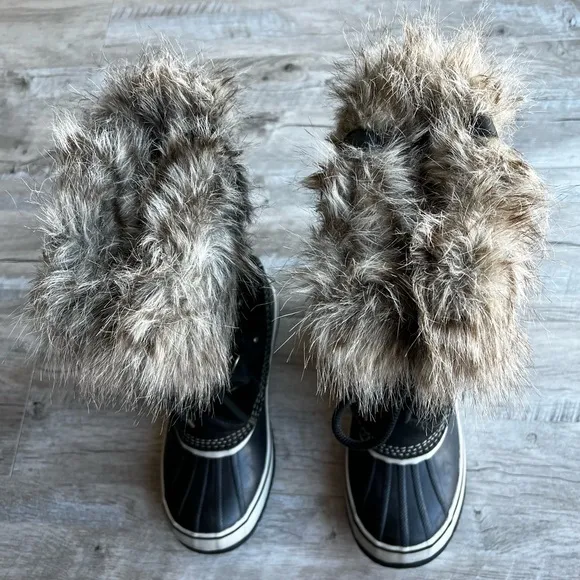 Sorel Joan of Artic Waterproof Fur Trim Leather Winter Tall Lace-Up Boots