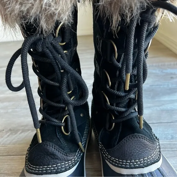 Sorel Joan of Artic Waterproof Fur Trim Leather Winter Tall Lace-Up Boots