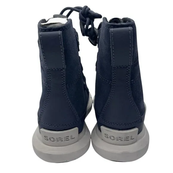 SOREL Kids Explorer Waterproof Lace Up Boots Moonstone Blue Size 8 Suede Gray