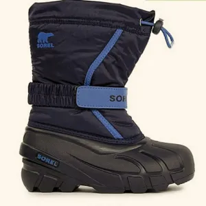Sorel Kids Flurry Black blue Waterproof Winter boots size 5 6.5