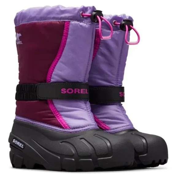 Sorel Kid's Flurry Purple Dahlia/Paisley Waterproof Thermal Lined Snow Boot