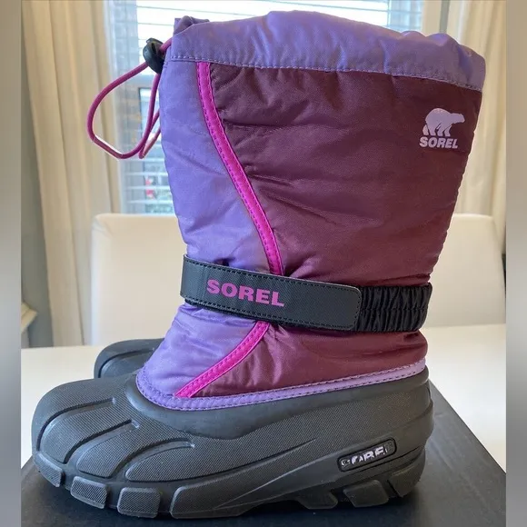Sorel Kid's Flurry Purple Dahlia/Paisley Waterproof Thermal Lined Snow Boot