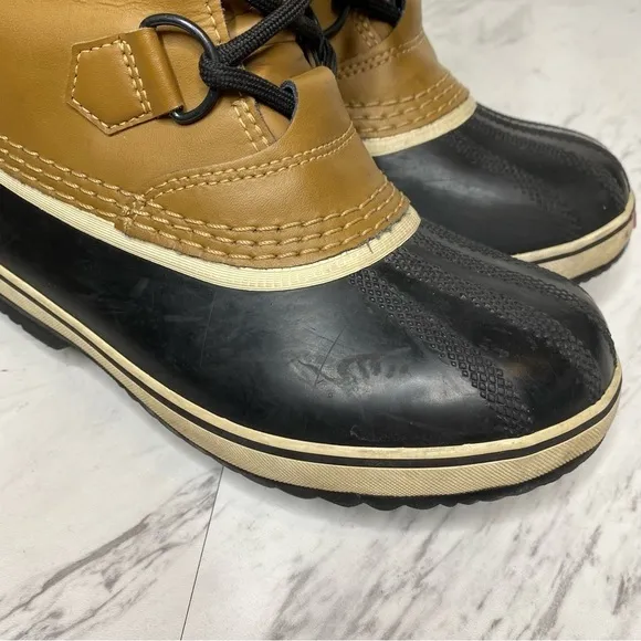 Sorel Lace Up Black Leather Youth Duck Boot 2