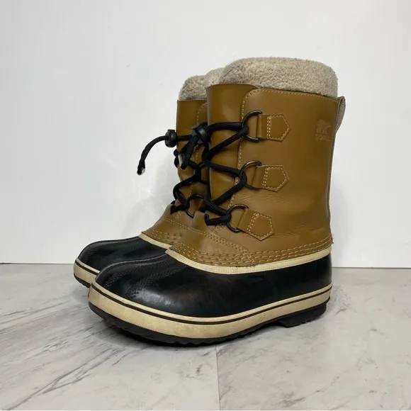 Sorel Lace Up Black Leather Youth Duck Boot 2