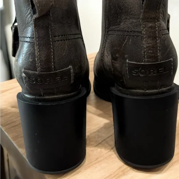 Sorel Leather Wedge Ankle Boots Women’s 8.5 Zip Booties