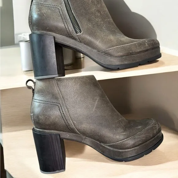 Sorel Leather Wedge Ankle Boots Women’s 8.5 Zip Booties