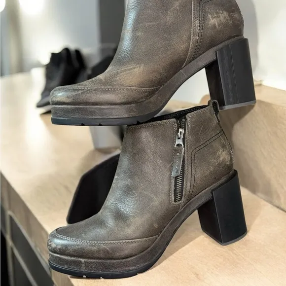 Sorel Leather Wedge Ankle Boots Women’s 8.5 Zip Booties