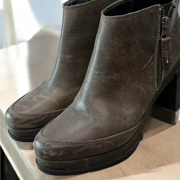 Sorel Leather Wedge Ankle Boots Women’s 8.5 Zip Booties
