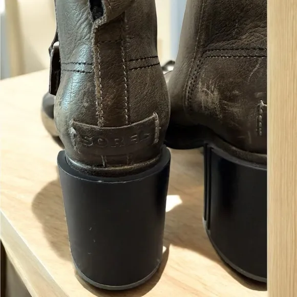 Sorel Leather Wedge Ankle Boots Women’s 8.5 Zip Booties