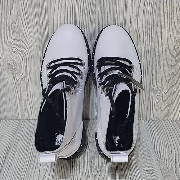 Sorel Lennox Lace Up Waterproof Leather Boots, White, Women's 10, NWT