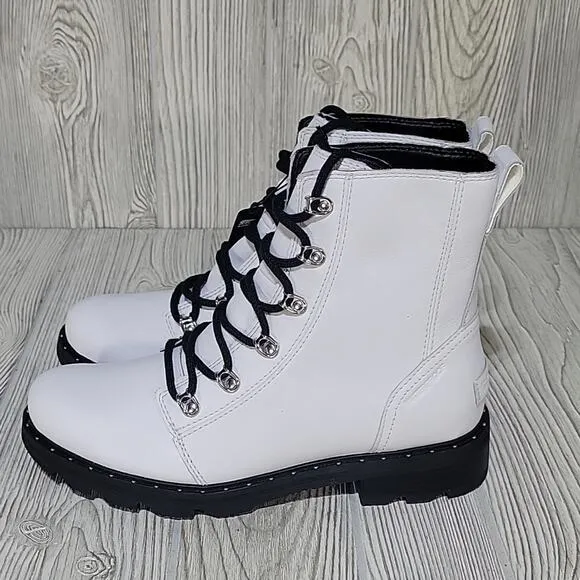 Sorel Lennox Lace Up Waterproof Leather Boots, White, Women's 10, NWT