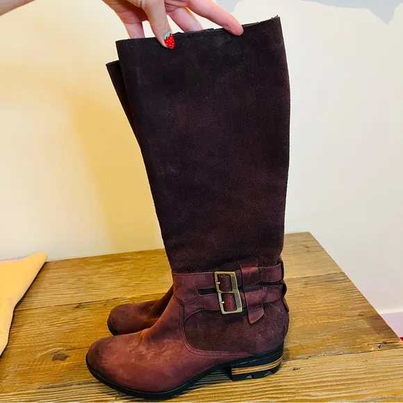 Sorel Lolla Tall Waterproof Suede Side Zip Knee High Riding Boots