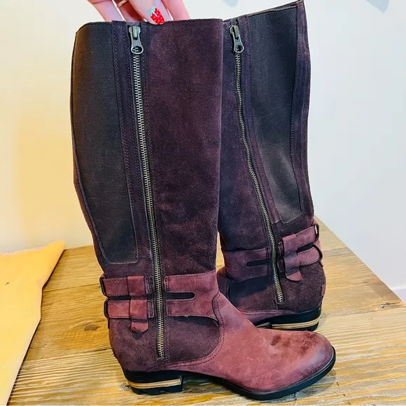 Sorel Lolla Tall Waterproof Suede Side Zip Knee High Riding Boots