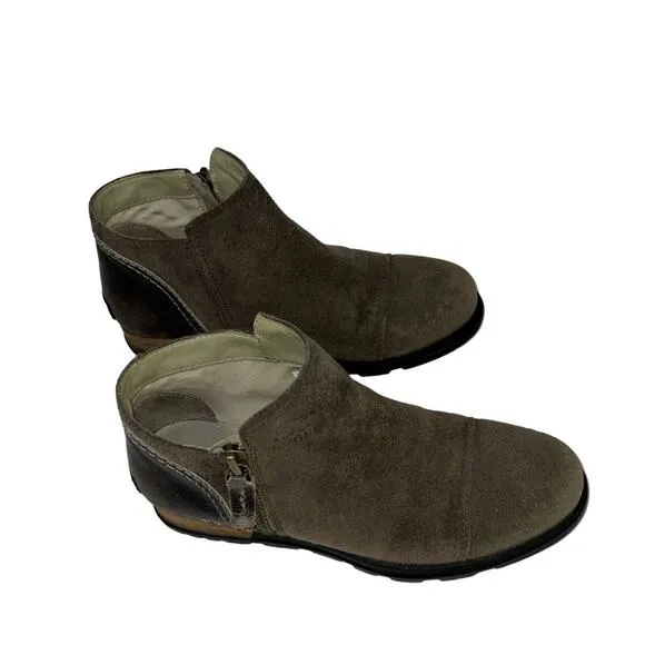 Sorel Major Low Suede Chelsea Ankle Boots Taupe Distressed Sz 6.5