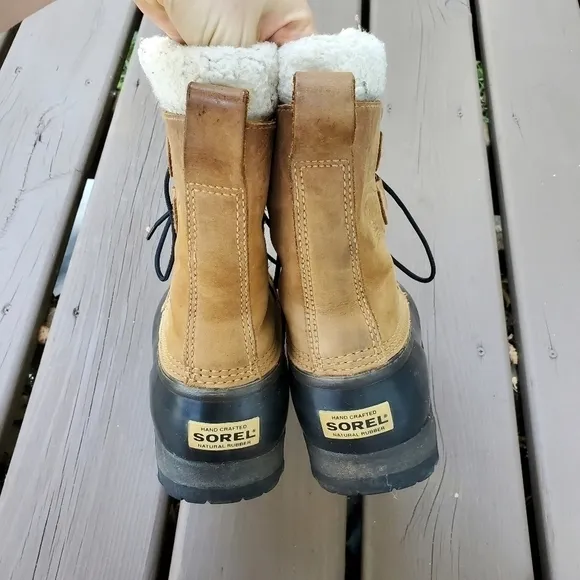 Sorel Men's Buff Nubuck Suede Leather Caribou II Winter Snow Boots Size 8