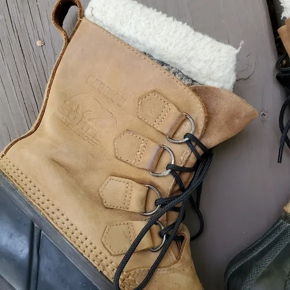 Sorel Men's Buff Nubuck Suede Leather Caribou II Winter Snow Boots Size 8