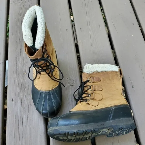 Sorel Men's Buff Nubuck Suede Leather Caribou II Winter Snow Boots Size 8