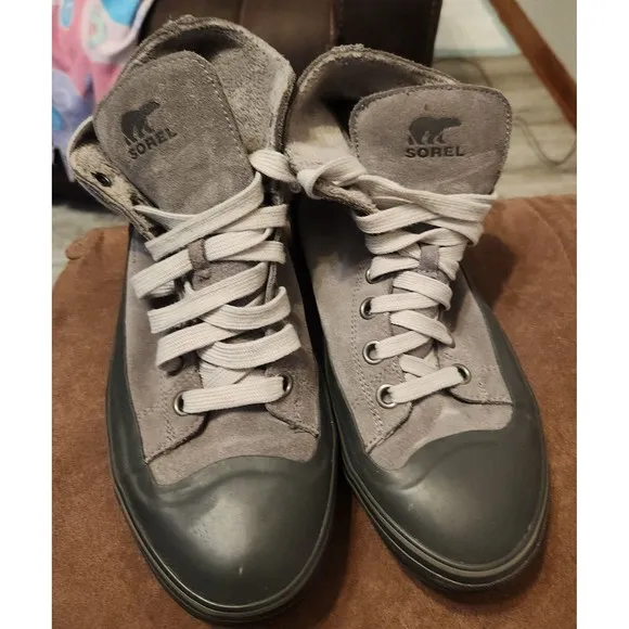 Sorel Mens Cheyanne Metro Sneaker Boots Gray Leather Lace Up Insulated