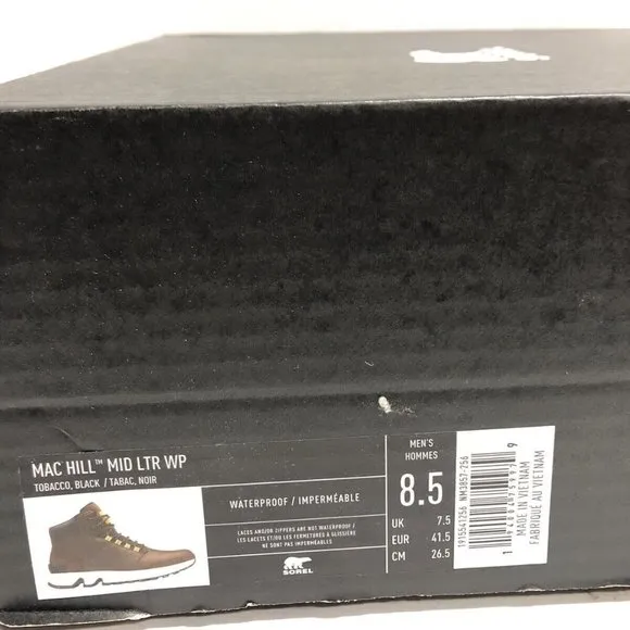Sorel Men’s Mac Hill, Mid Waterproof Hiking Boots, Size 8.5 M