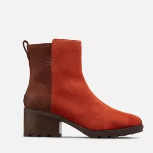 Sorel New Cate Boots Carnelian Red &amp; Brown Suede Colorblock SZ 9