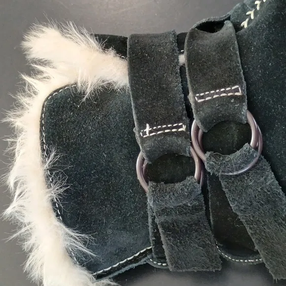 Sorel NL1460 Tootega Fur Waterproof Black Leather Womens Booties Boots Size 7