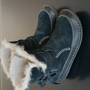 Sorel NL1460 Tootega Fur Waterproof Black Leather Womens Booties Boots Size 7