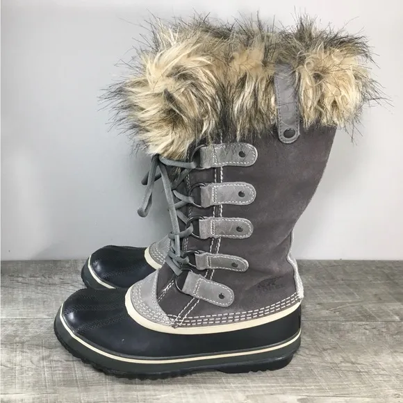 Sorel NL1540 Joan of Arctic Women's Winter Snow Waterproof Gray Leather Boots 7