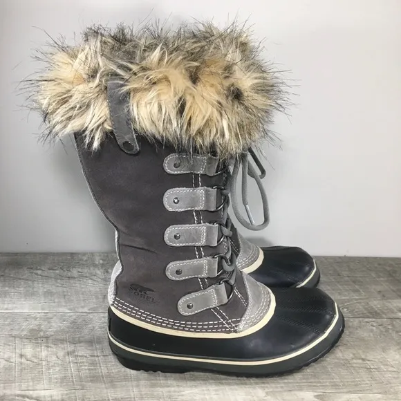 Sorel NL1540 Joan of Arctic Women's Winter Snow Waterproof Gray Leather Boots 7